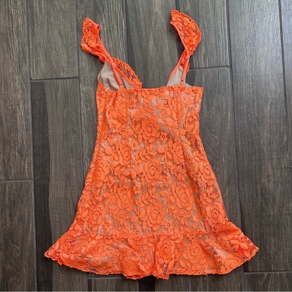 Majorelle Sunbeams Lace Mini Dress in Neon Orange Sz XXS - Picture 6 of 7